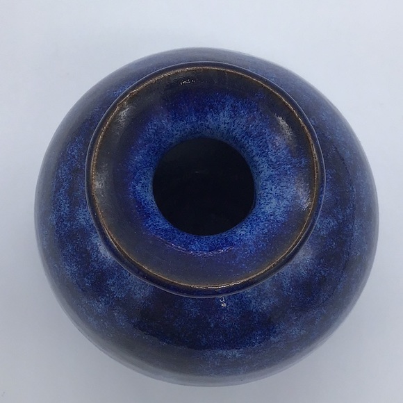 Pottery Art Studio Blue Drip Glaze Vase - Picture 3 of 5